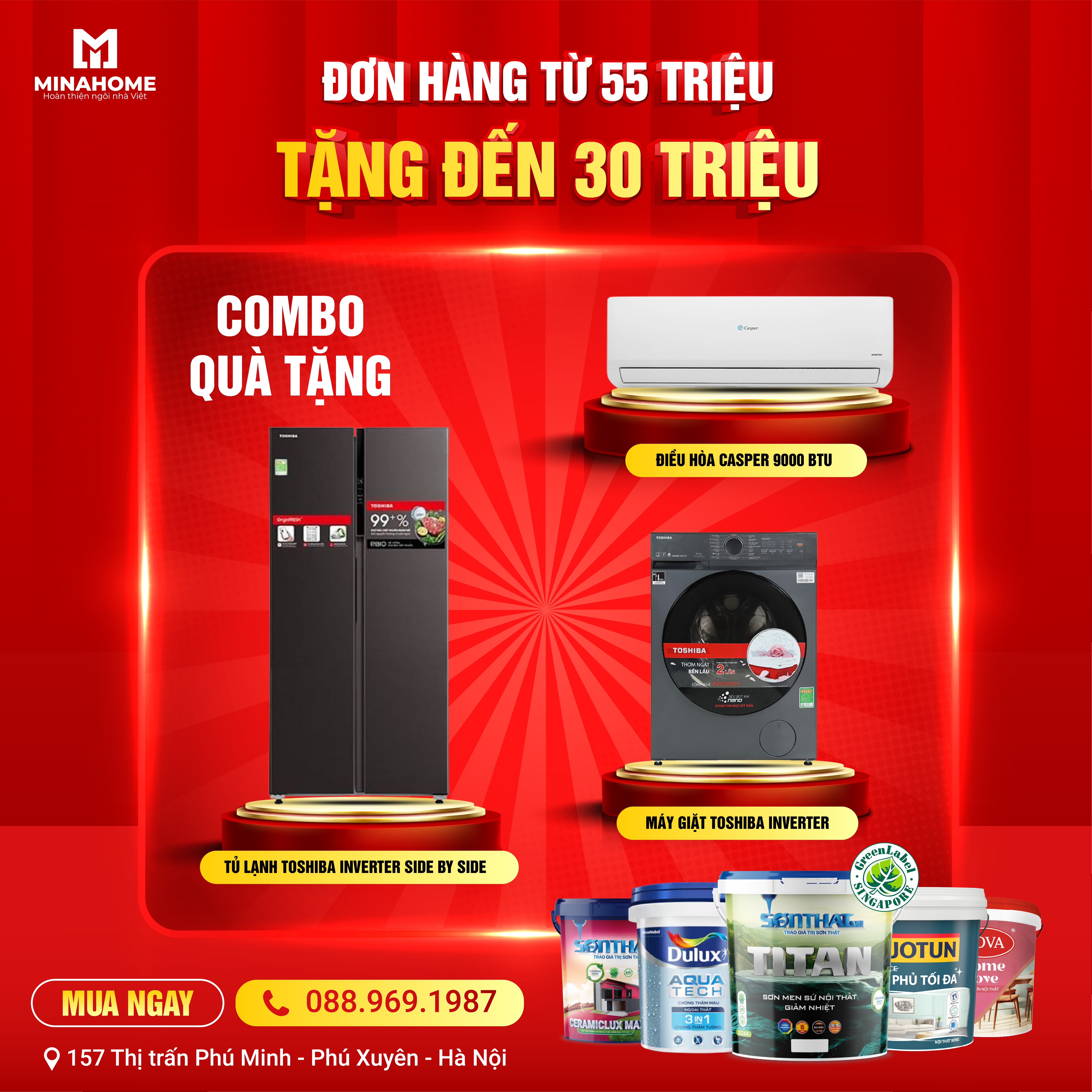 Đơn hàng từ 55 triệu tặng đến 30 triệu