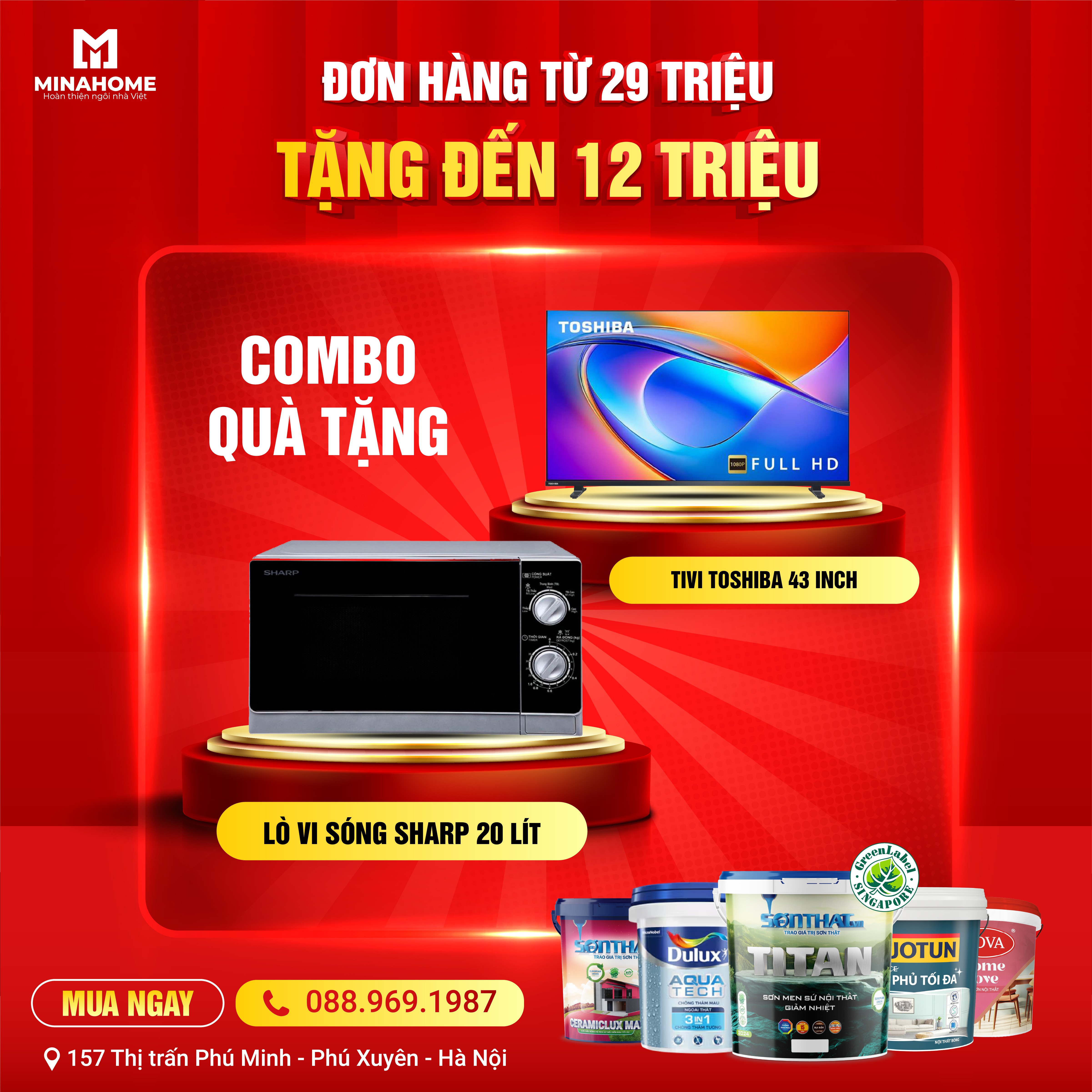 Đơn hàng từ 29 triệu tặng đến 12 triệu